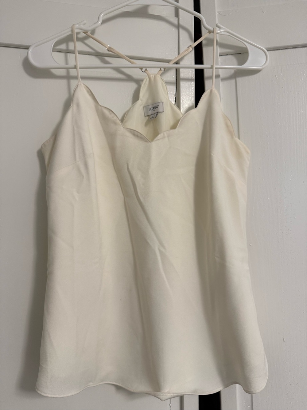 J. Crew Ivory Scallop Trim Top